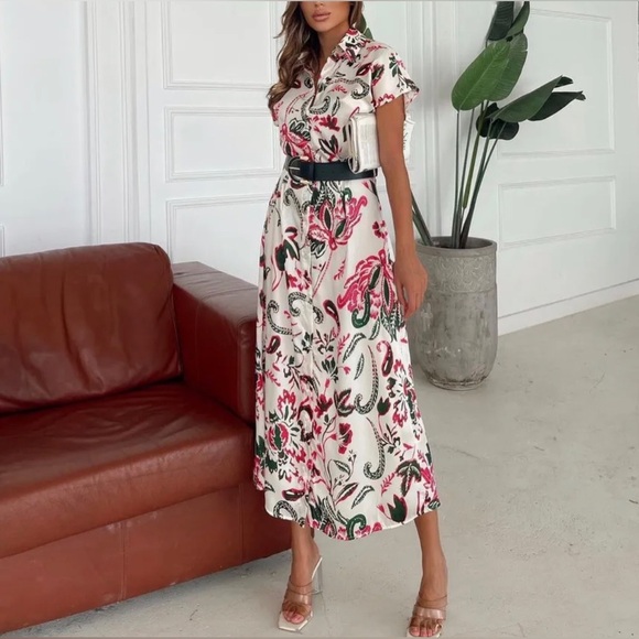 ZARA BELTED PRINTED SHIRT DRESS - Picture 10 of 11